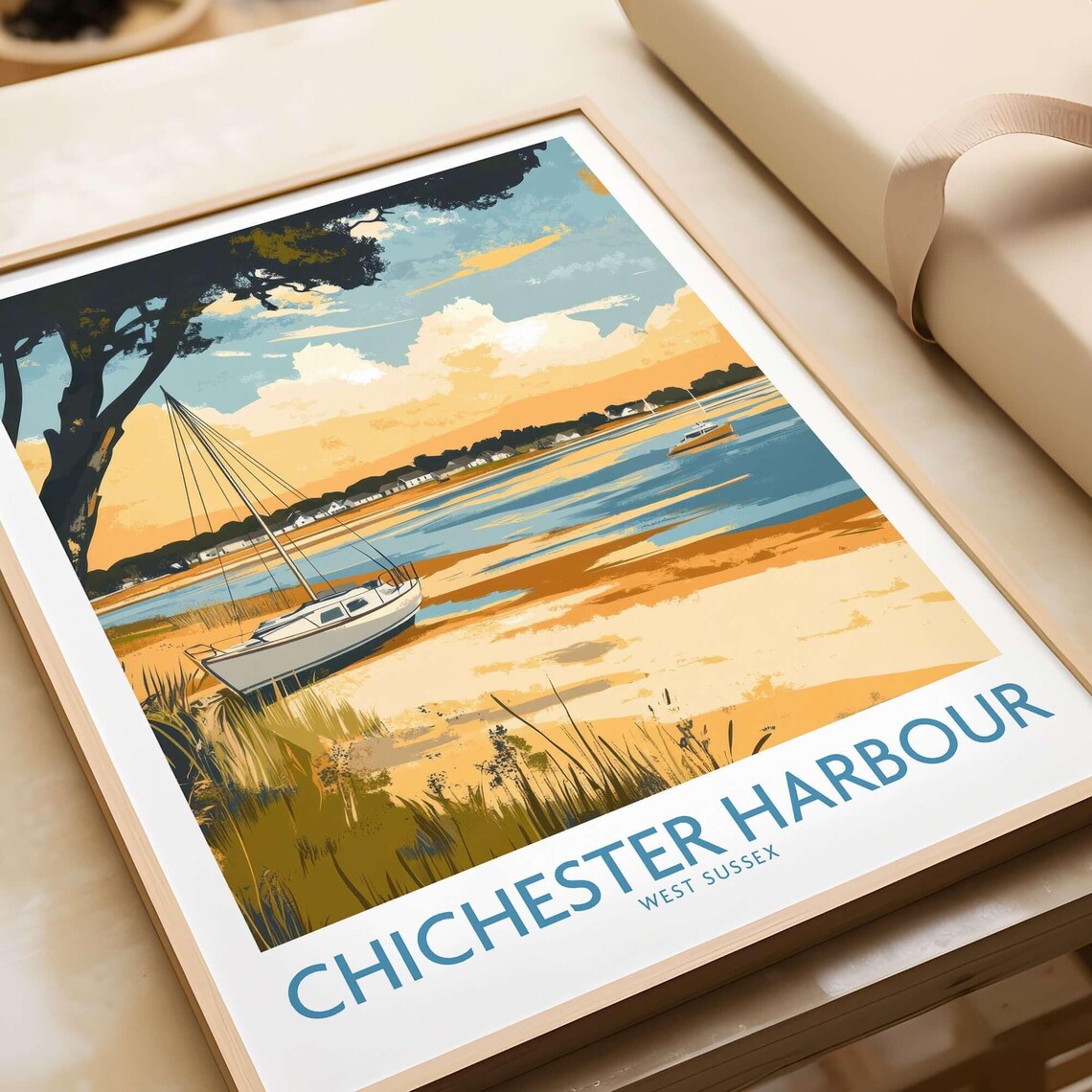 Chichester Harbour Travel Poster, Art Lovers Illustration