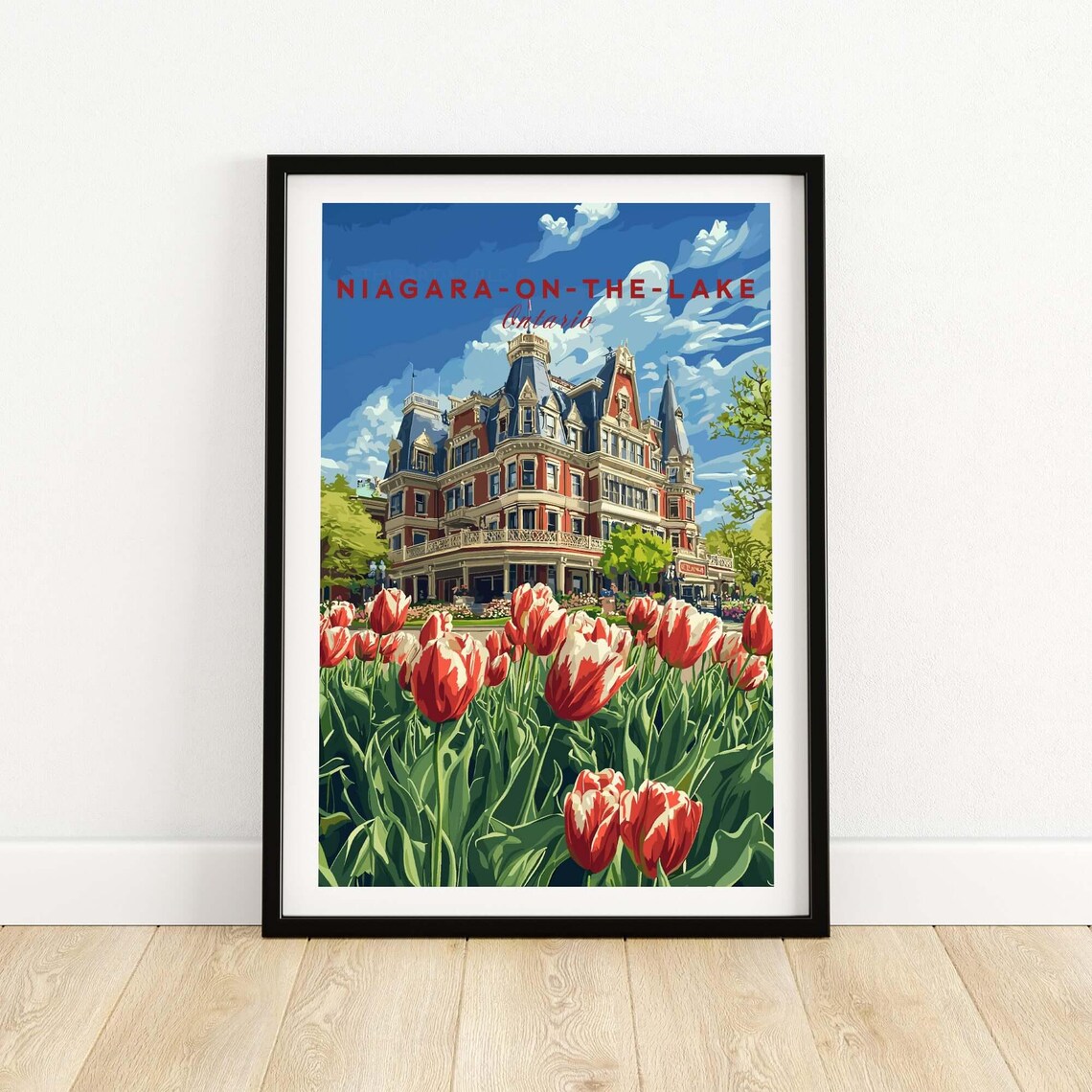 Niagara on the Lake Ontario Tulips Historic Hotel Travel Poster