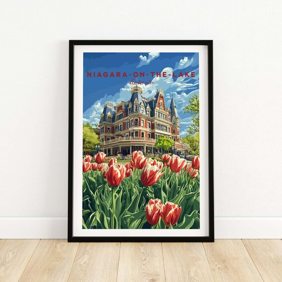 Niagara on the Lake Ontario Tulips Historic Hotel Travel Poster
