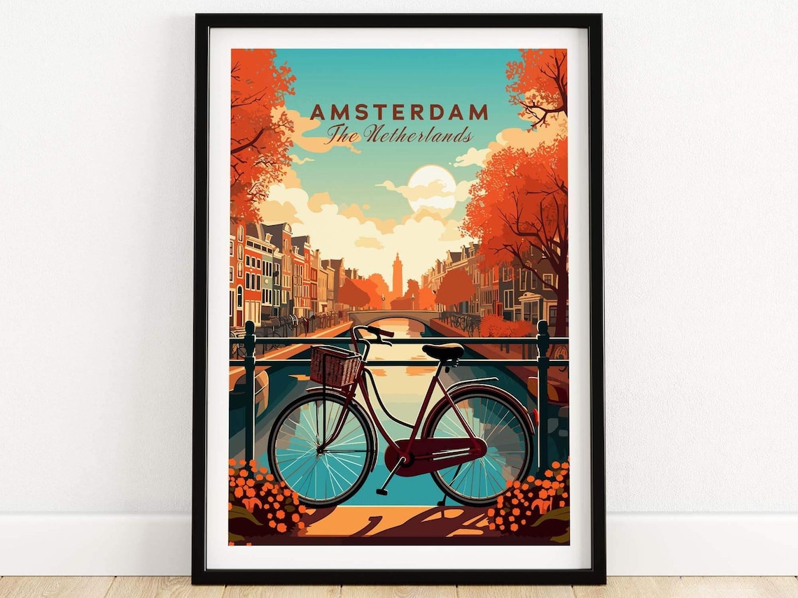 Amsterdam, Netherlands Travel Poster, Birthday Gift