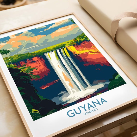 Guyana Wall Art Guyana Wall Art Print Caribbean Travel Poster Caribbean Guyana Artwork Poster Gift Guyana Illustration Art Lover Print