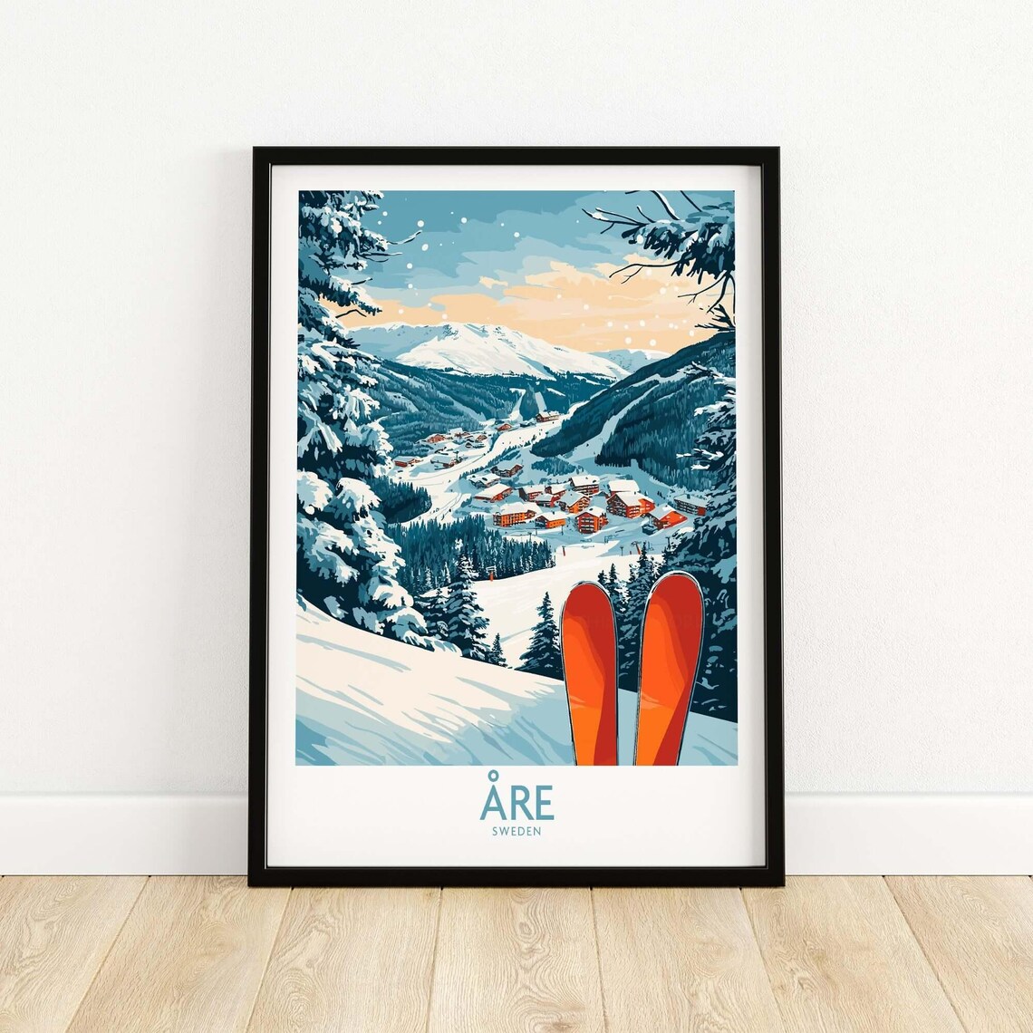 Re Sweden Ski Poster, Ski Lodge Winter Sports - Image 5