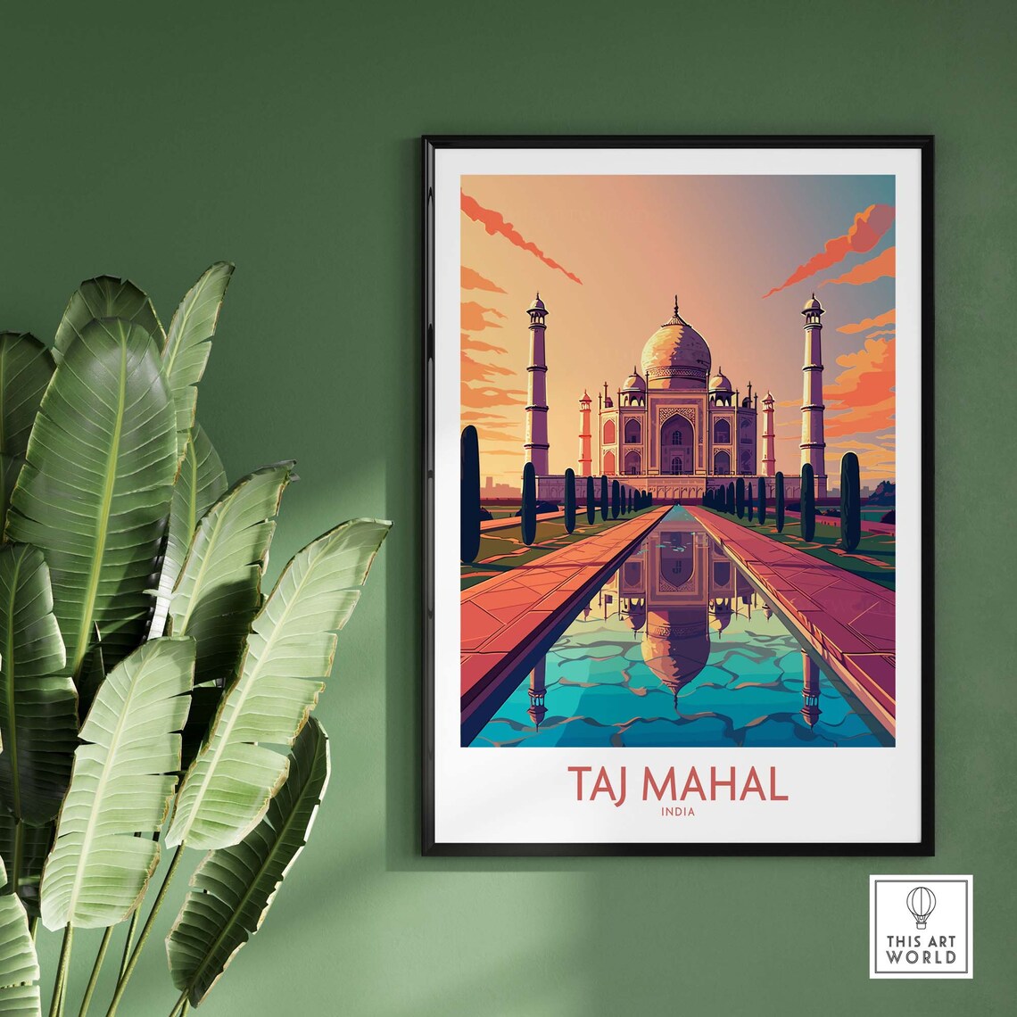Taj Mahal Travel Poster, Home Decor Illustration - Image 2