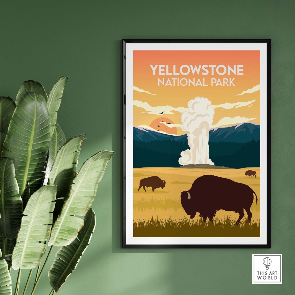 Yellowstone National Park Travel Poster, Wyoming Bison - Image 2