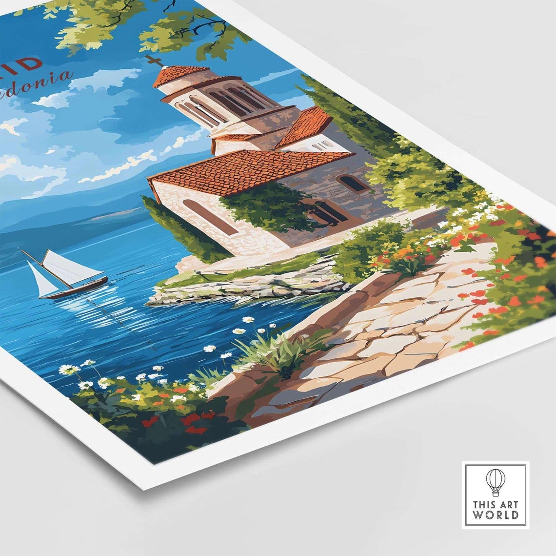 Ohrid Travel Poster, Macedonia Lake Art Gift - Image 5