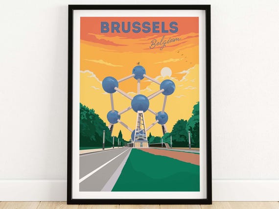 Brussels Belgium Travel Poster Wall Art Print