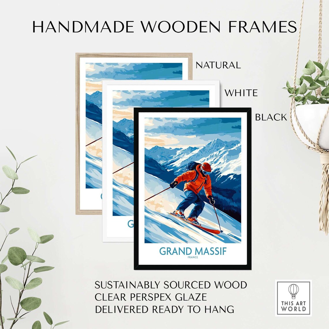 Grand Massif Ski Travel Poster, France Mountain Art - Image 2