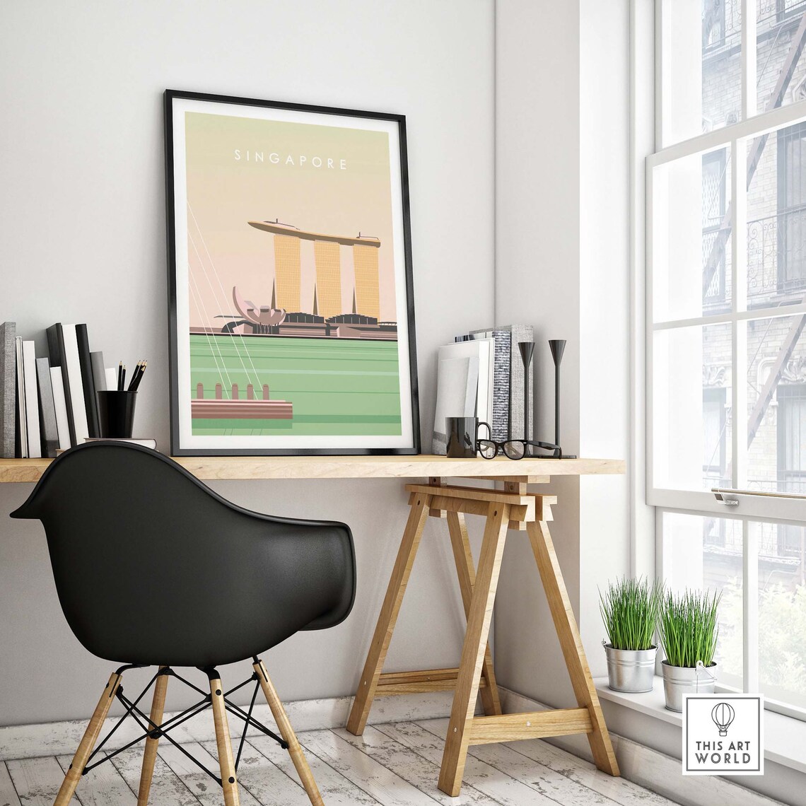 Singapore Skyline Travel Poster Print, Asia Home Decor - Image 4