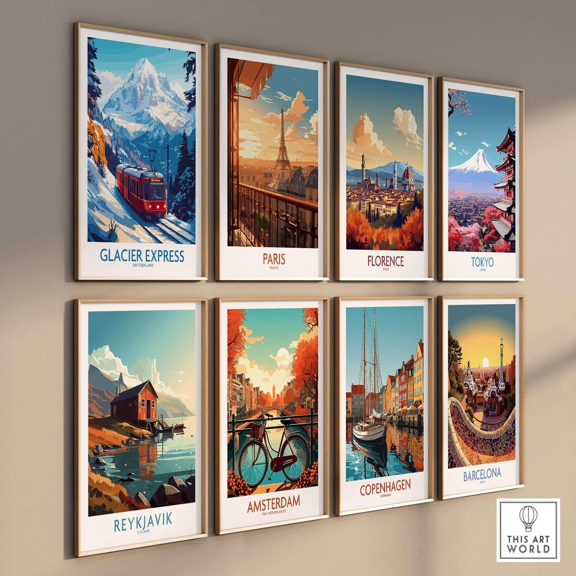 Glacier Express Switzerland Red Train Alps Vintage Travel Poster - Image 3