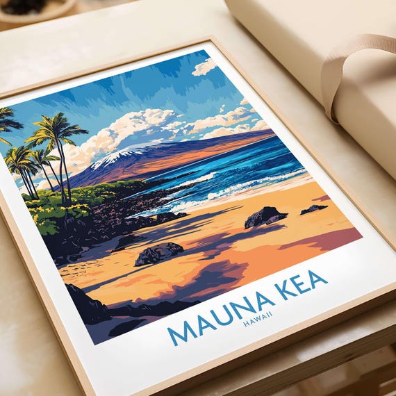 Mauna Kea Travel Poster, Hawaii Wall Art