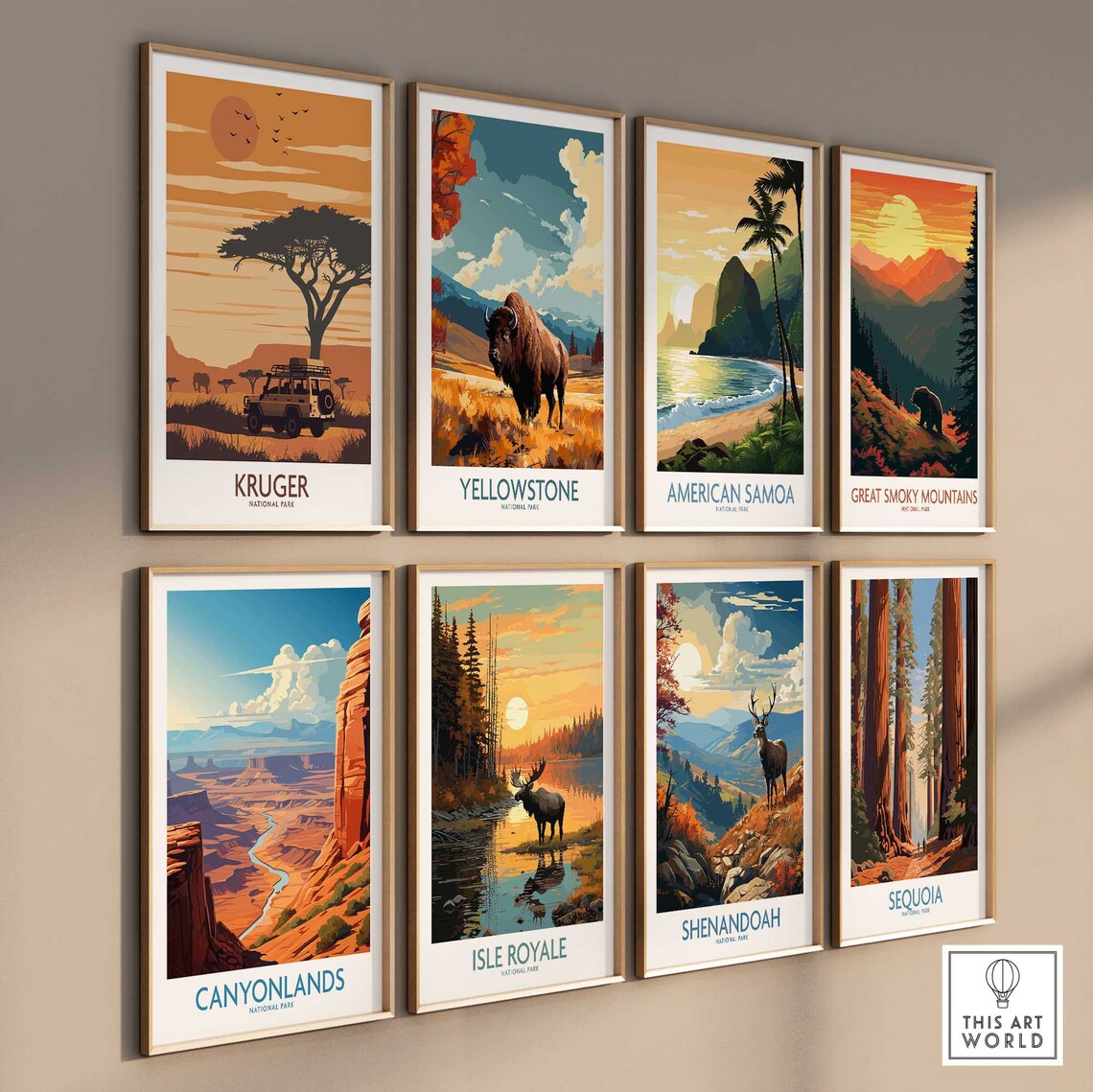 Kruger National Park Safari Jeep Acacia Sunset Elephant Poster - Image 2