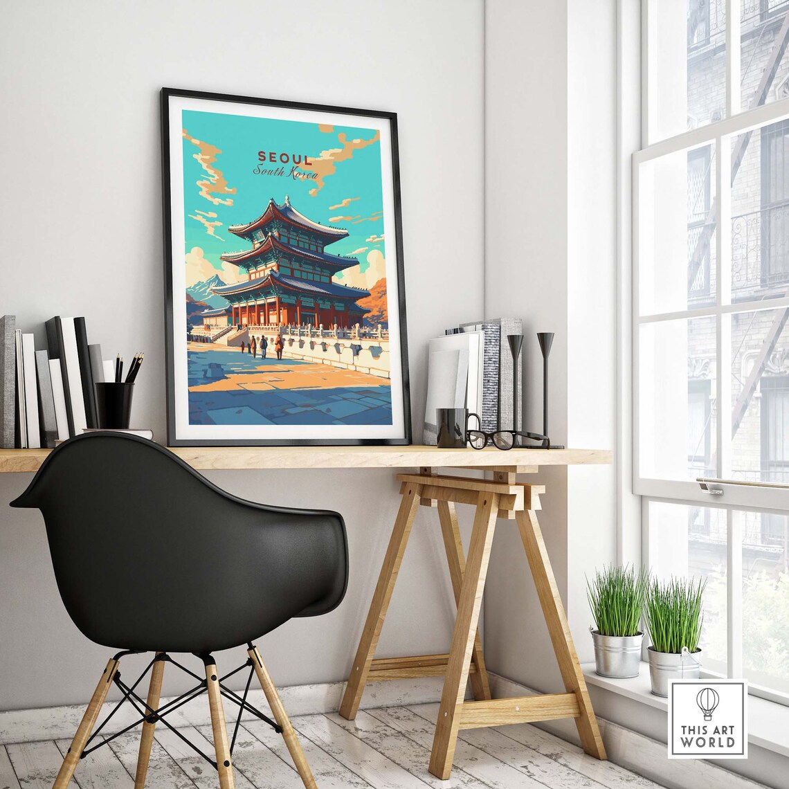 Seoul South Korea Traditional Palace Hall Vintage Travel Poster - Image 4