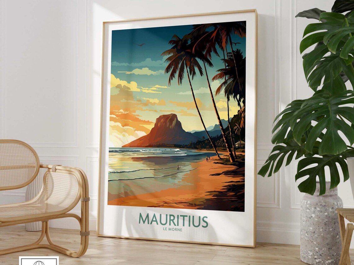 Mauritius Le Morne Travel Poster, New Home Gift