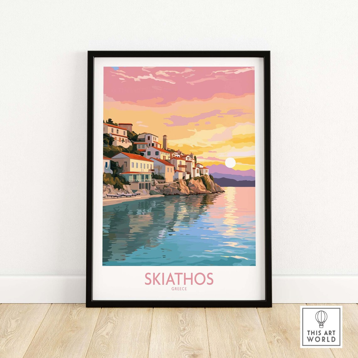 Skiathos Travel Poster, Home Decor Illustration