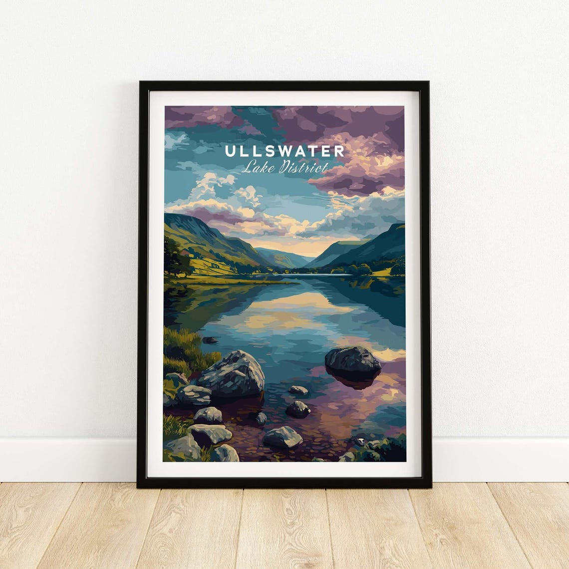 Ullswater Lake District Colorful Cloud Reflection Art Poster