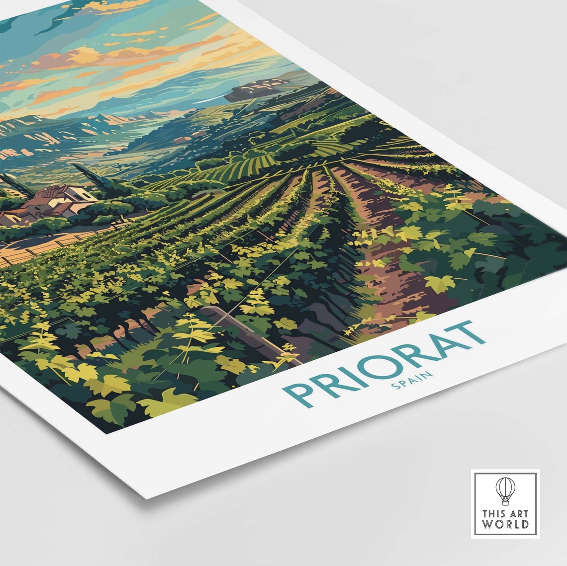 Priorat Spain Lush Vineyard Valley Panoramic Sunset Scenic Poster - Image 4