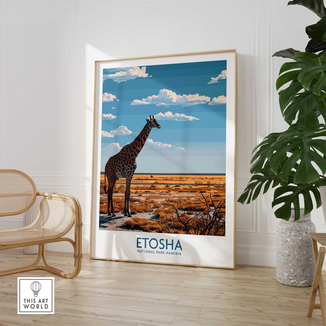 Etosha National Park Namibia Giraffe Savanna Vintage Travel Poster - Image 3
