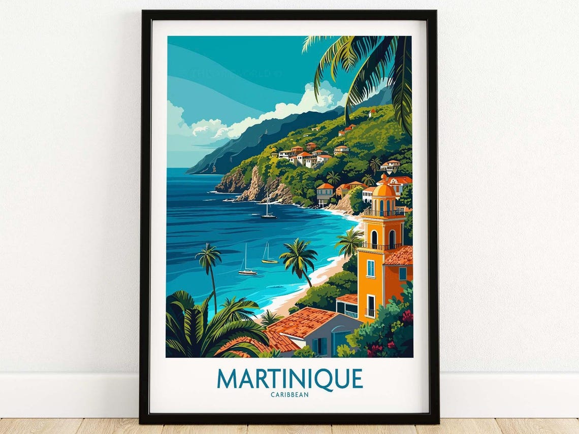 Martinique Wall Art Print Travel Poster Home Decor Artwork Gift Illustration For New Lover Set
