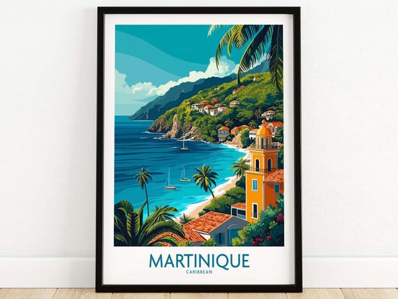 Martinique Wall Art Print Travel Poster Home Decor Artwork Gift Illustration For New Lover Set
