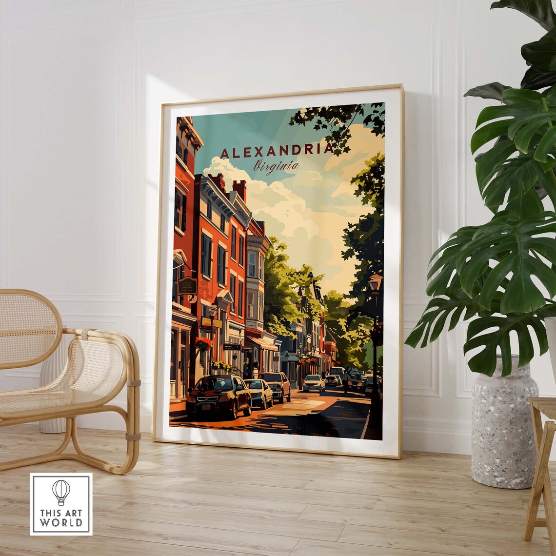 Alexandria Virginia Old Town Historic Brick Rowhouse Street Scene Poster - Image 3