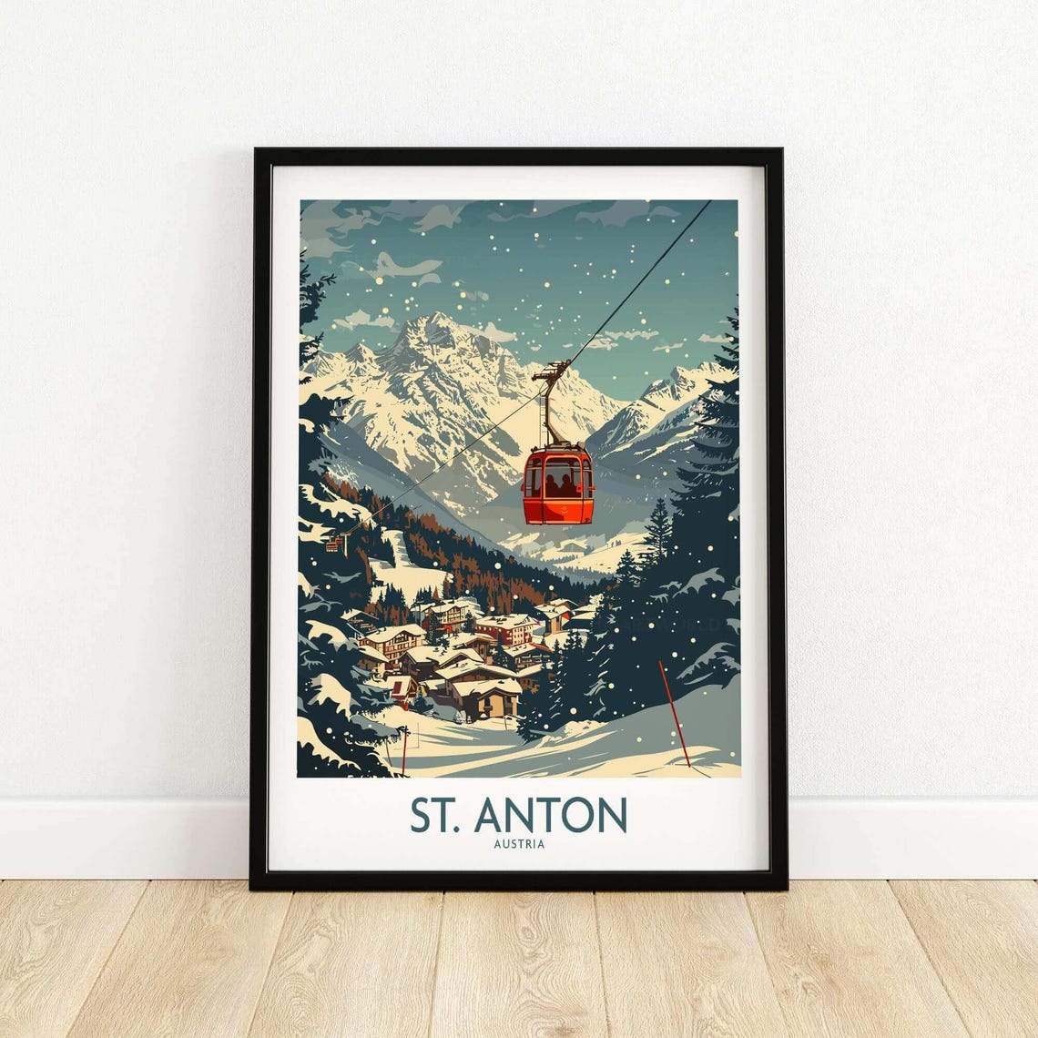 St Anton Ski Lodge Art Print, Winter Sports Art - Image 5