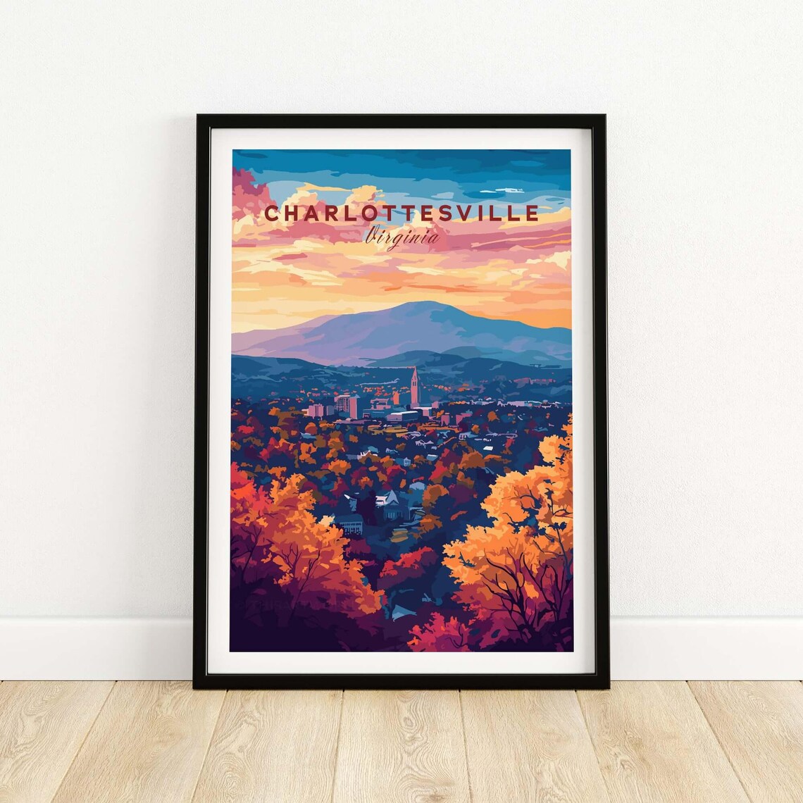 Charlottesville Virginia Skyline, Mountain View Poster