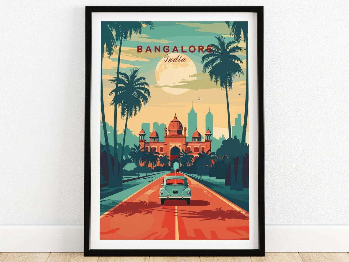 Bangalore Wall Art Print Travel Poster Home Decor Artwork Gift Illustration Lover