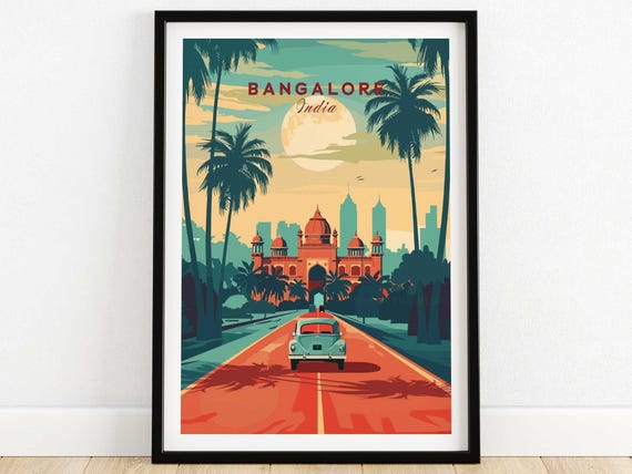 Bangalore Wall Art Print Travel Poster Home Decor Artwork Gift Illustration Lover