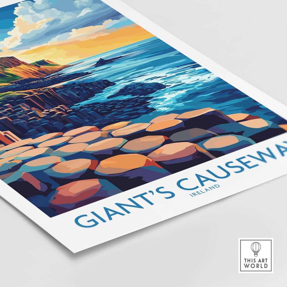 Giants Causeway Ireland Basalt Columns Sunset Vintage Travel Poster - Image 4