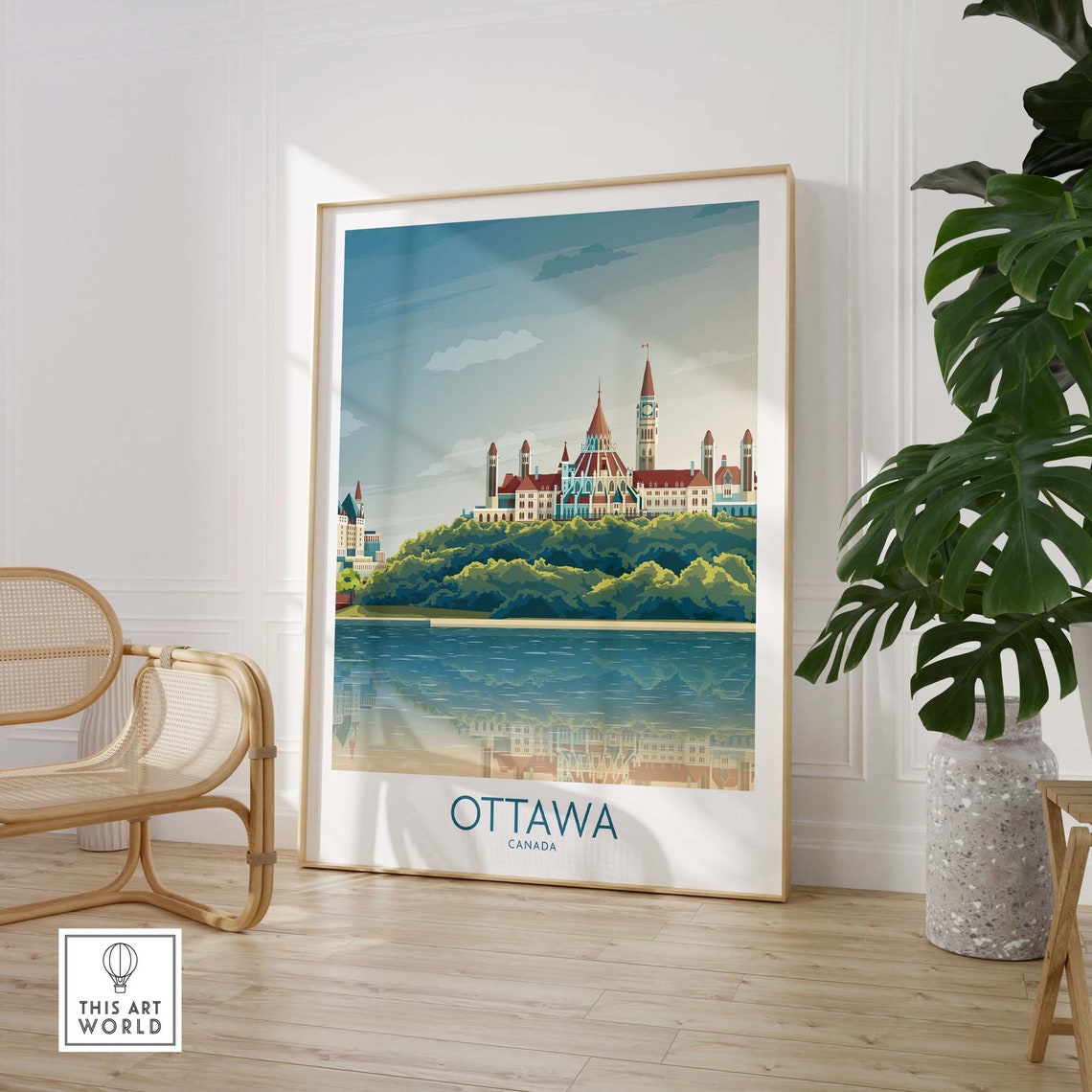Ottawa Canada Parliament Hill Riverside Panorama Travel Poster - Image 3