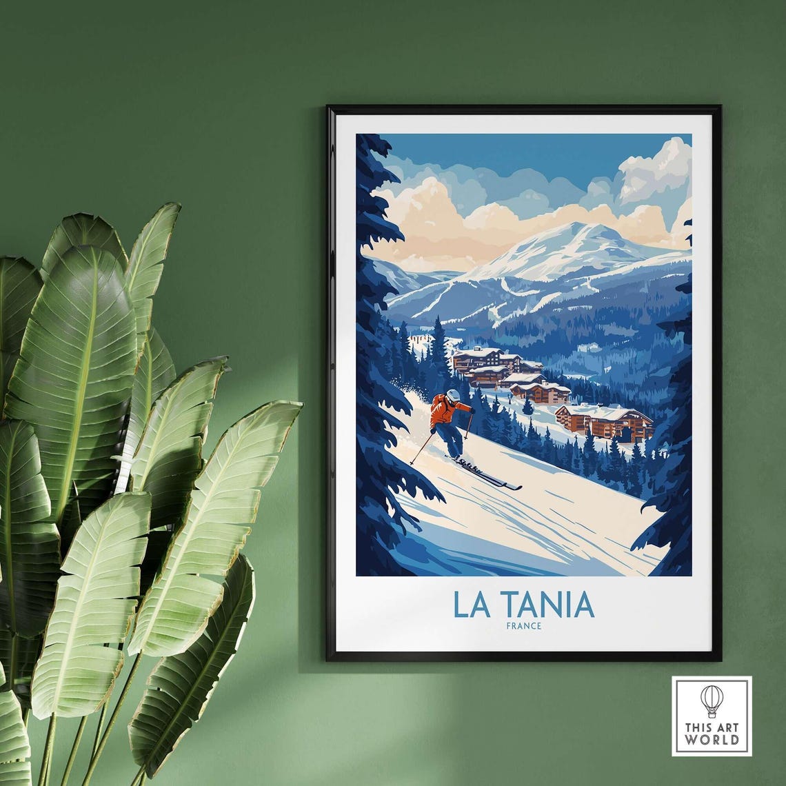 La Tania Ski Resort Travel Poster, Winter Sports - Image 2