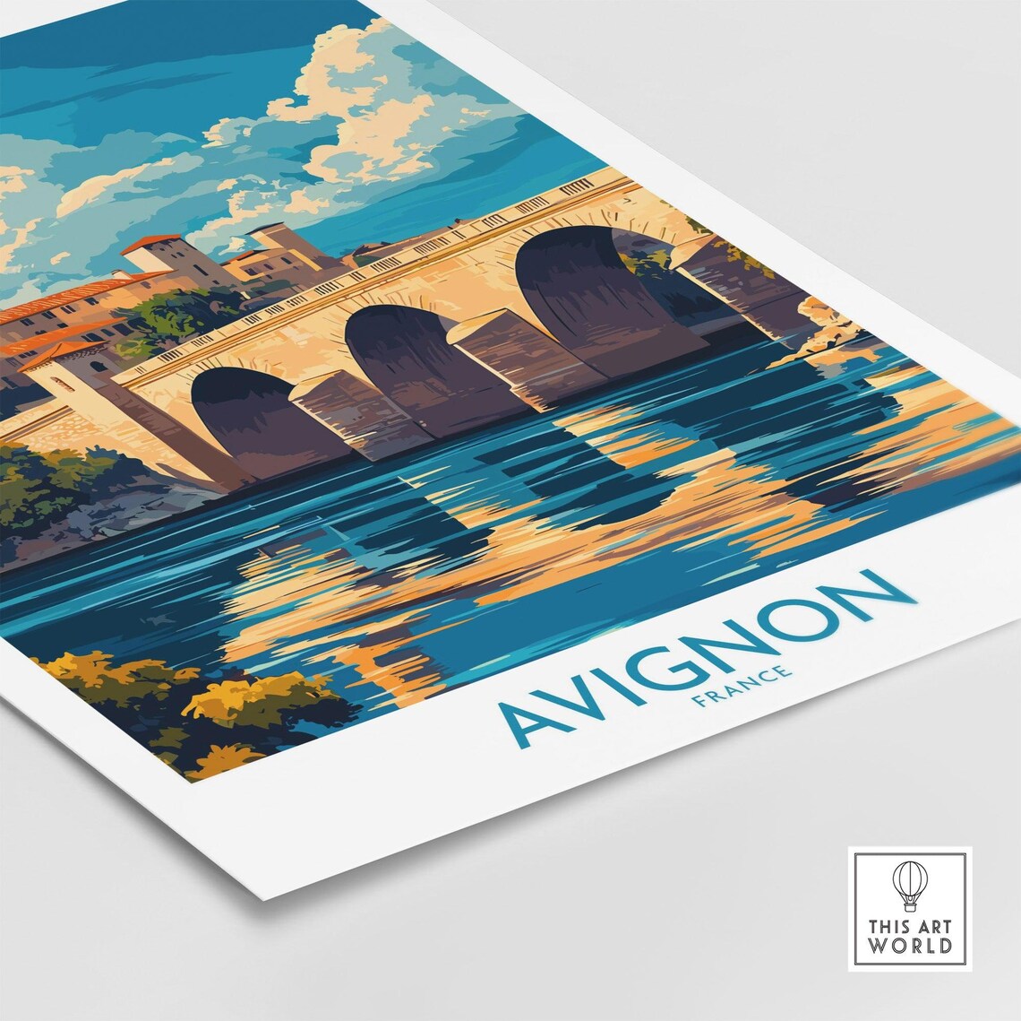 Avignon France Stone Bridge River Palace Historic Travel Poster - Image 4