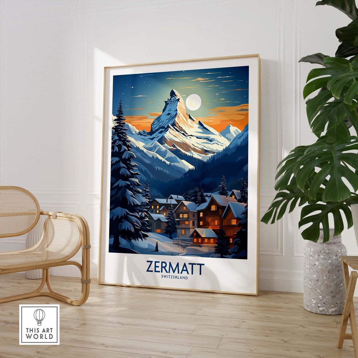 Zermatt Switzerland Travel Poster, Home Decor Print - Image 2