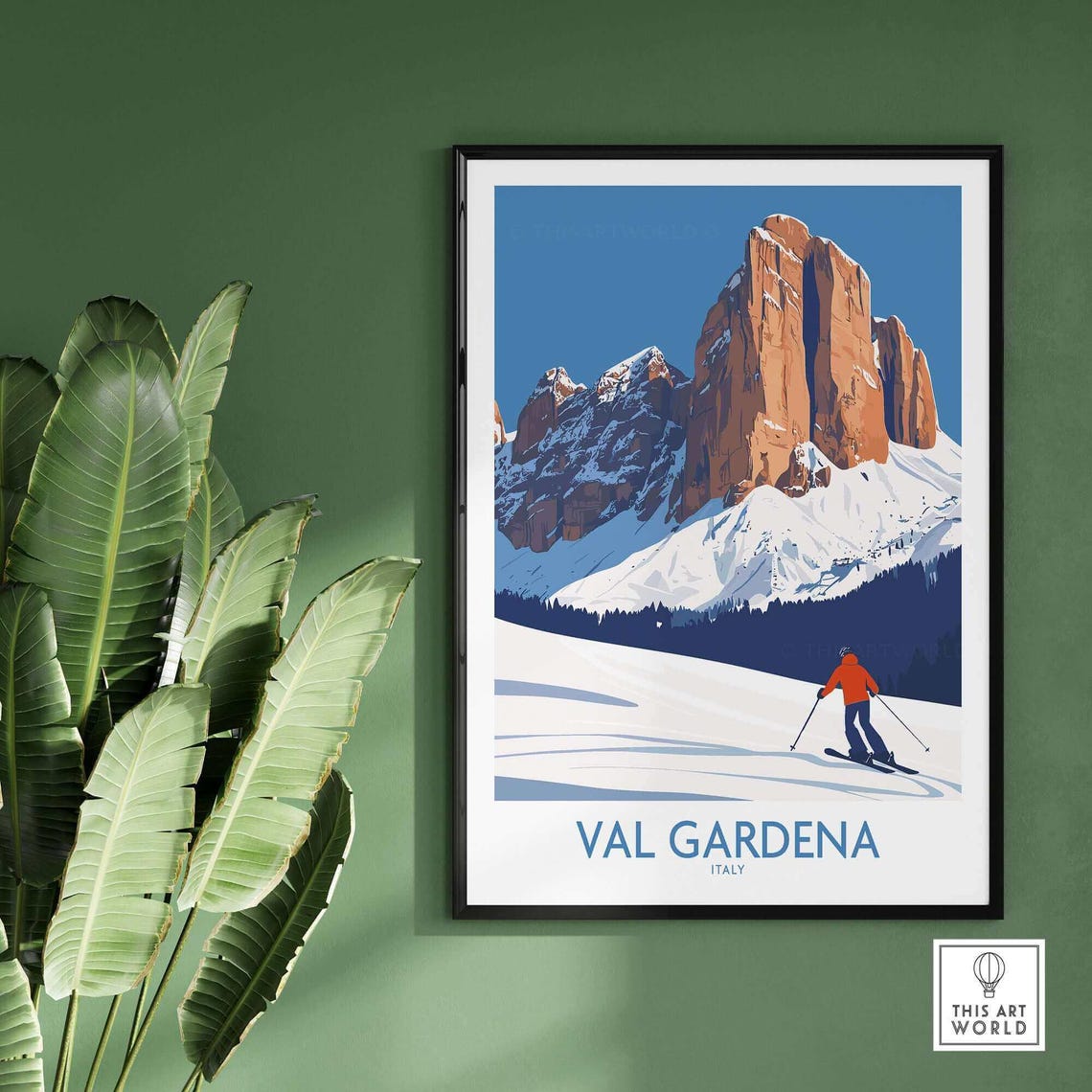 Val Gardena Travel Poster, Ski Resort Adventure - Image 2