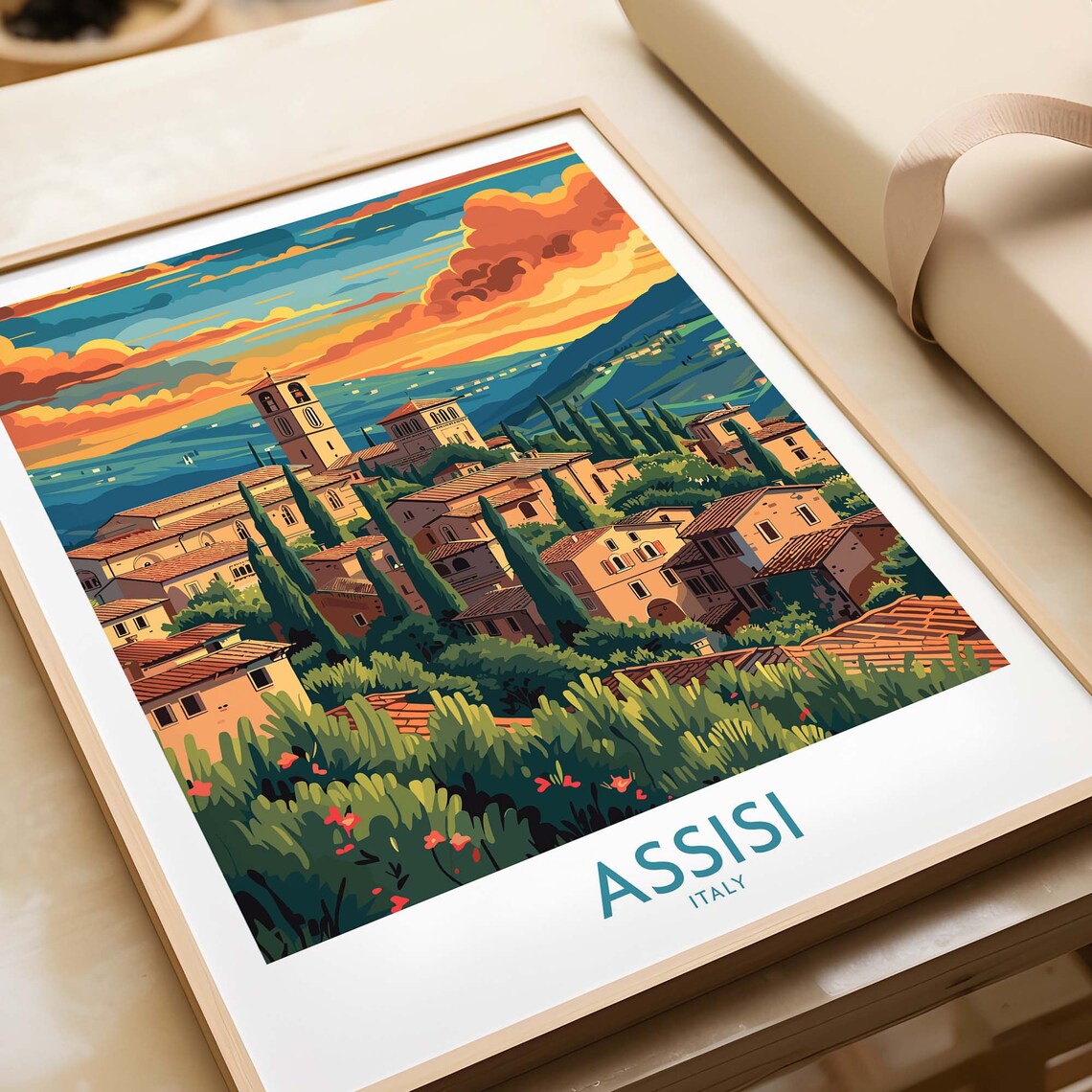 Assisi Art Print Italy Assisi Italy Travel Poster Italy Home Decor Assisi Artwork Poster Gift Assisi Illustration Art Lover Italy Print