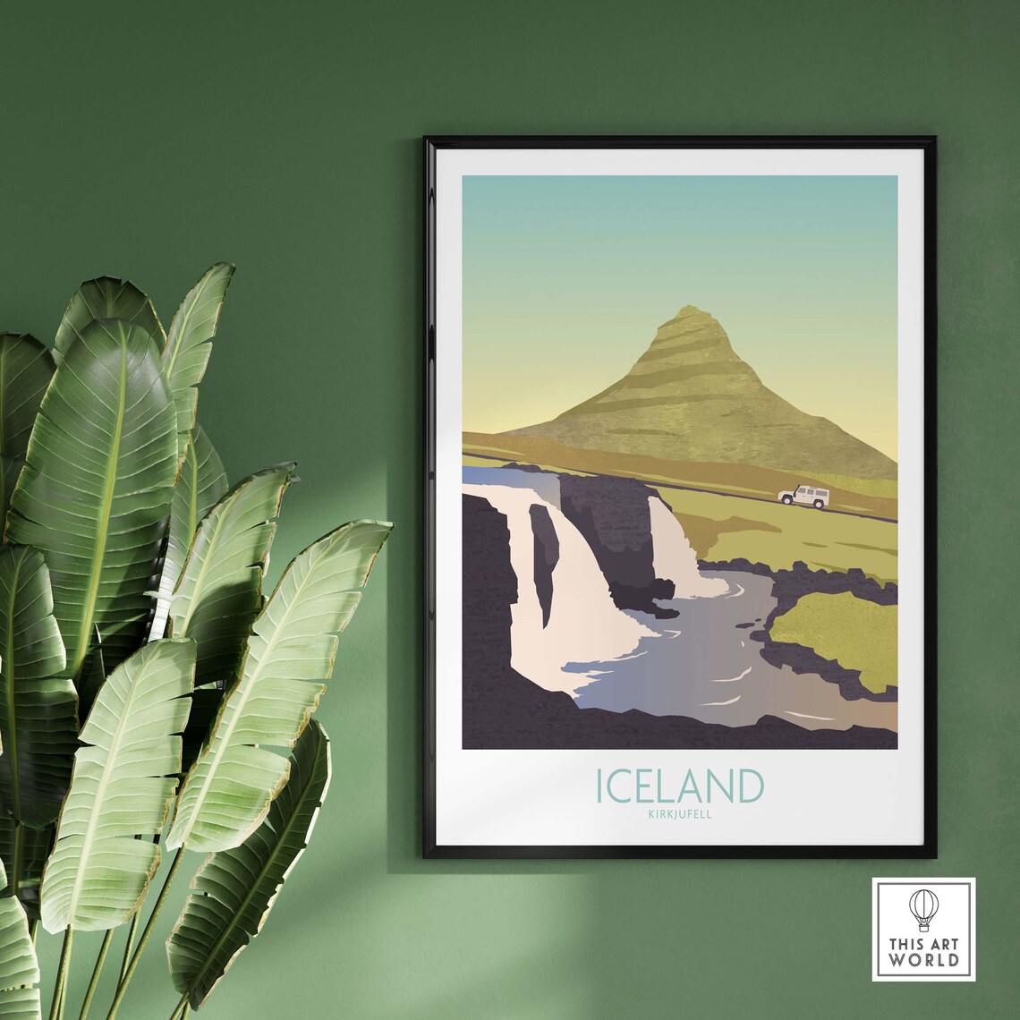 Iceland Travel Poster, Kirkjufell Mountain Scandi Art - Image 3