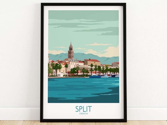 Croatia Split Travel Poster, Croatian Home Decor