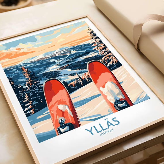 Ylls Ski Resort Travel Poster, Winter Sports Adventure