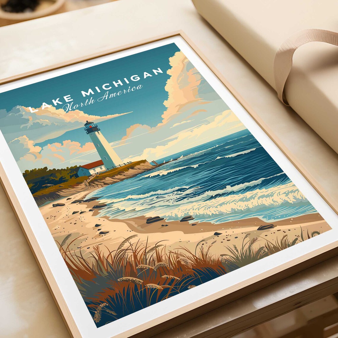 Lake Michigan Travel Poster, Lake Michigan Art Print