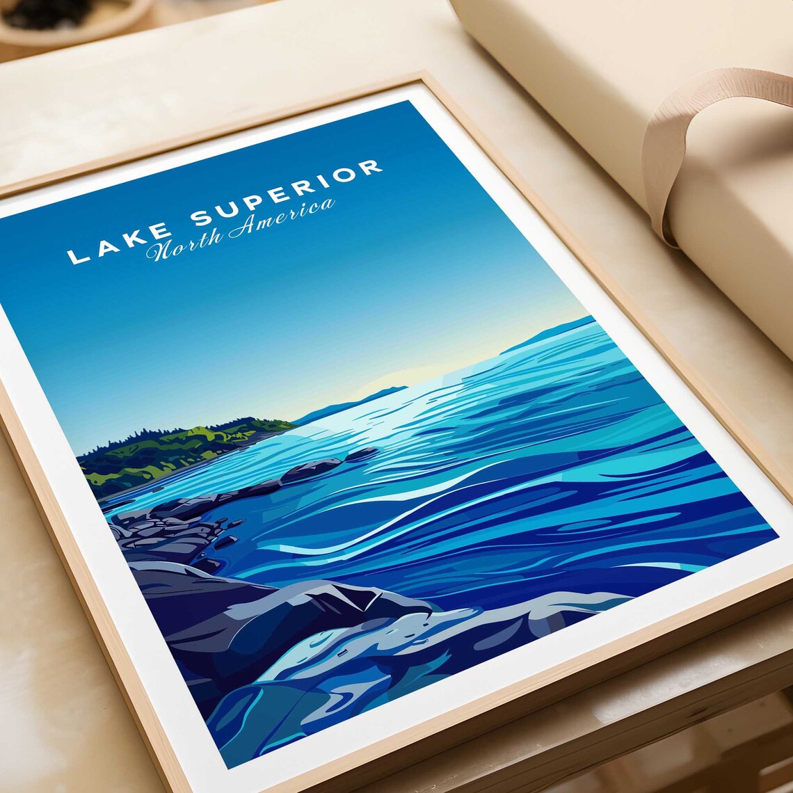 Lake Superior North America Rocky Shoreline Blue Waves Art Poster - Image 4