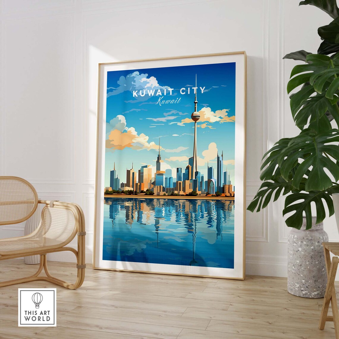 Kuwait City Kuwait Towers Modern Skyline Bay Reflection Art Poster - Image 2