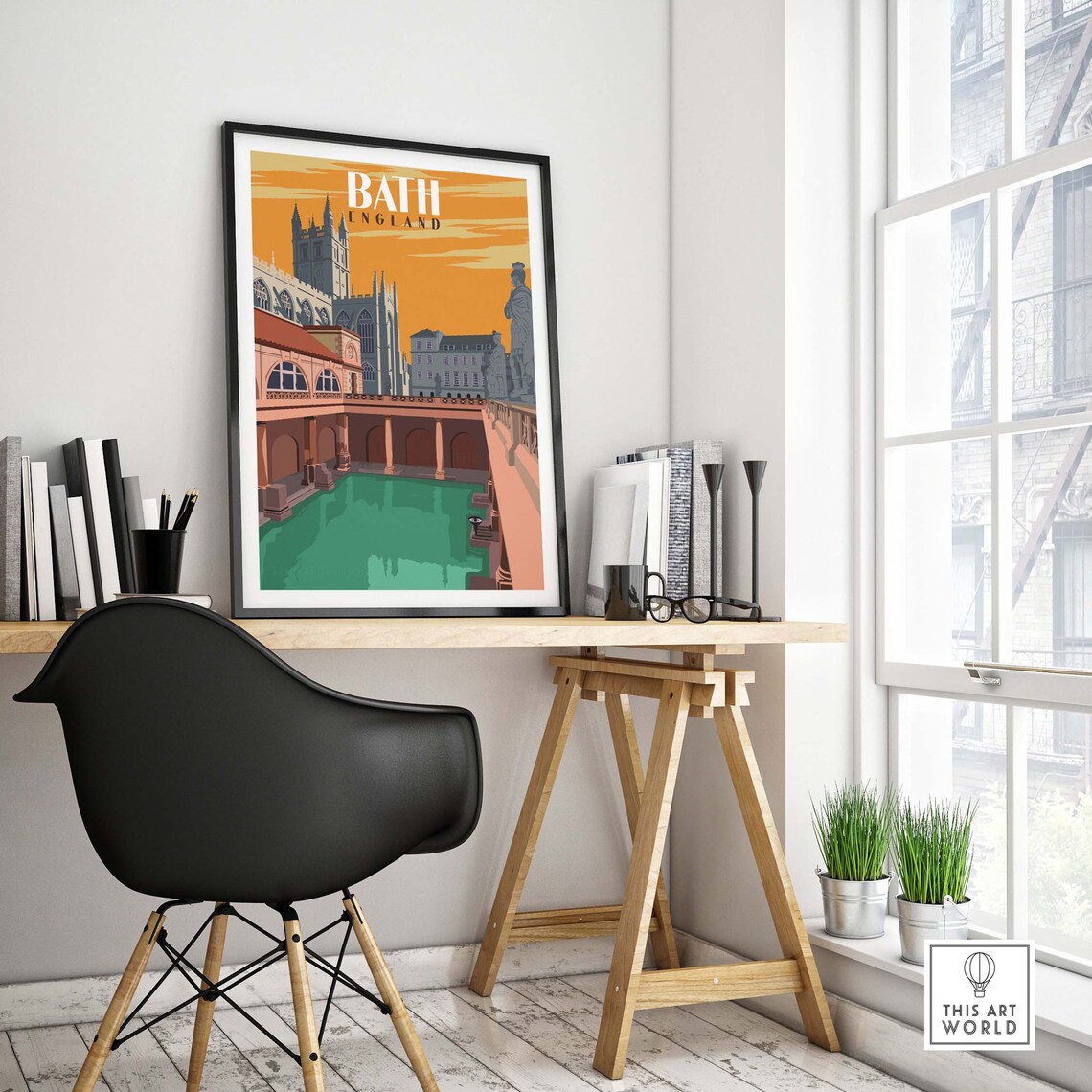 Bath England Skyline Travel Poster, Bath Somerset - Image 4