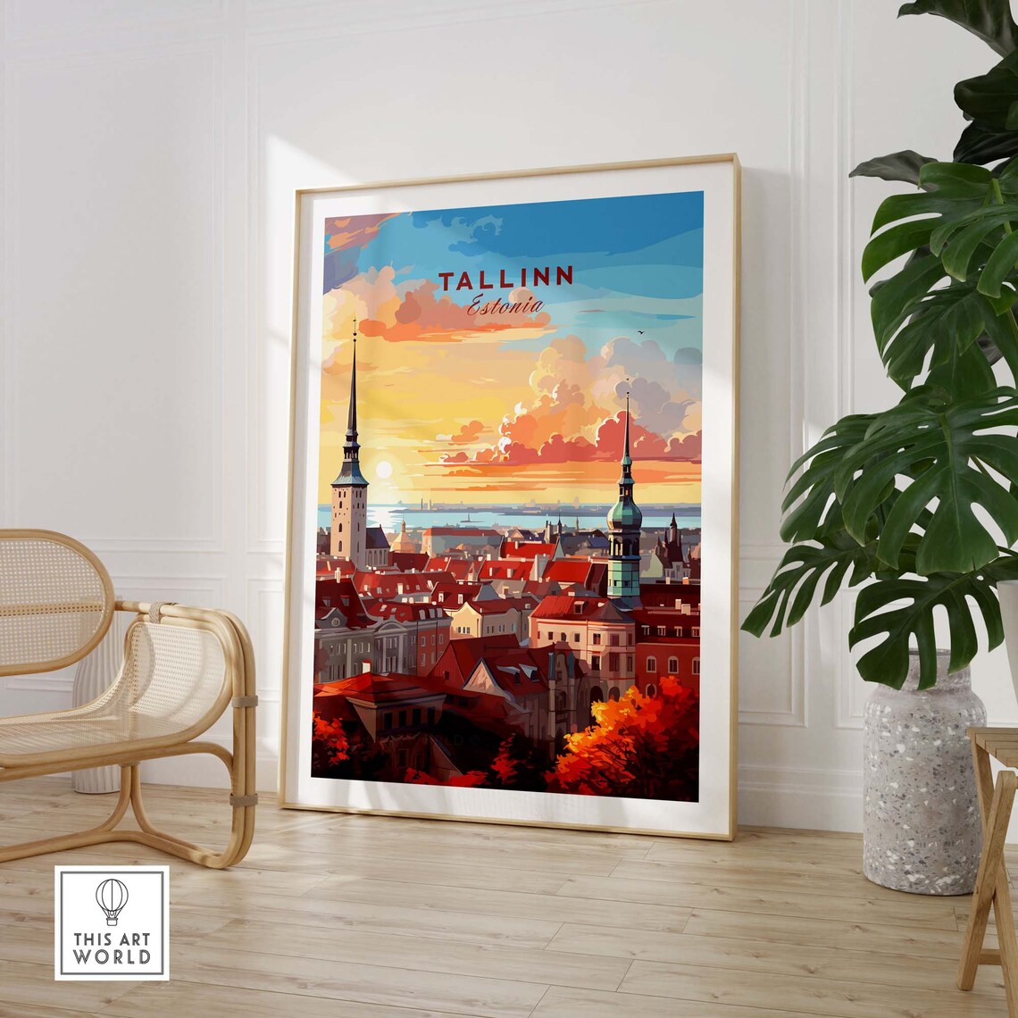 Tallinn Estonia Medieval Old Town Skyline Sunset Scenic Poster - Image 3