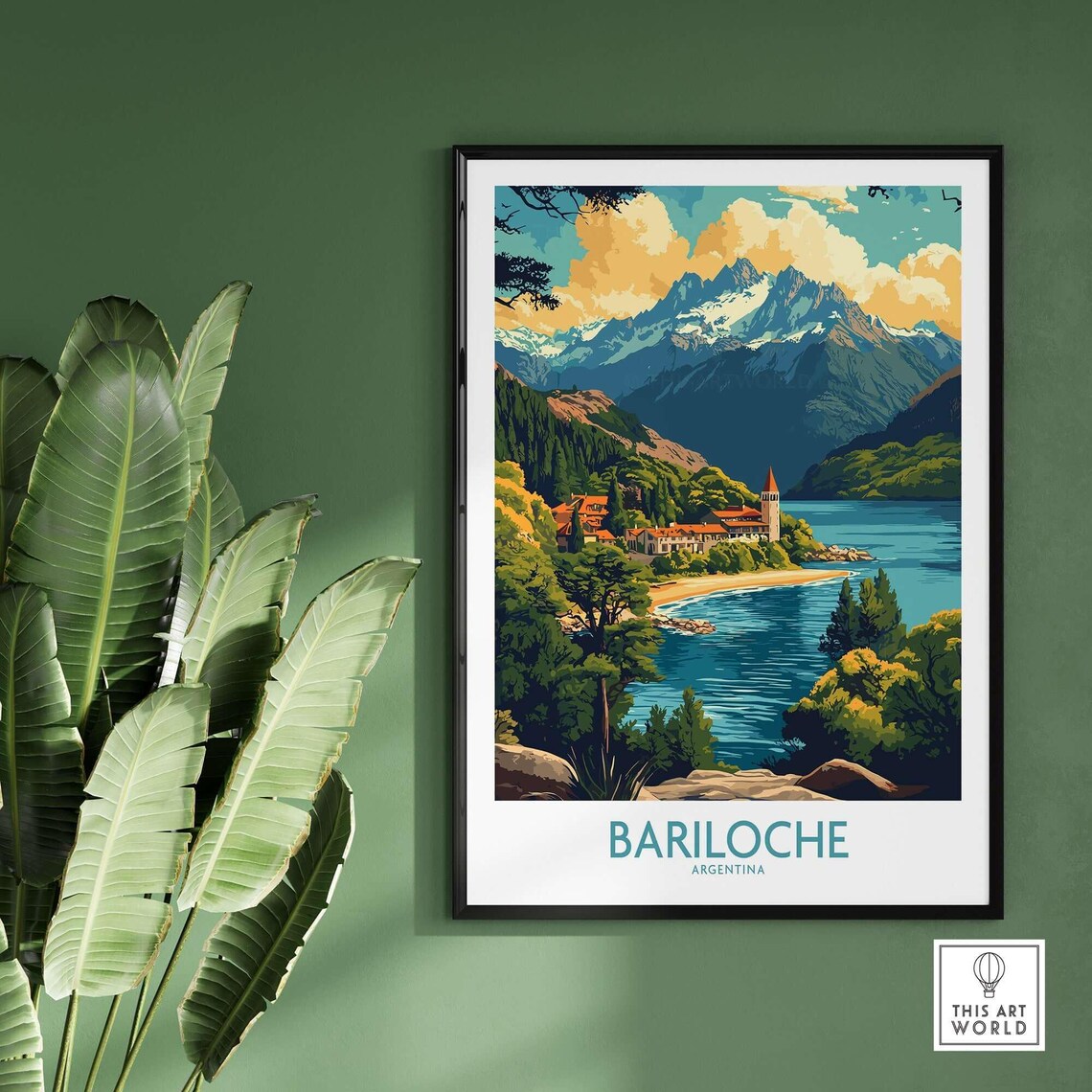 Bariloche Argentina Lakeside Resort Mountain Lake Travel Poster - Image 2