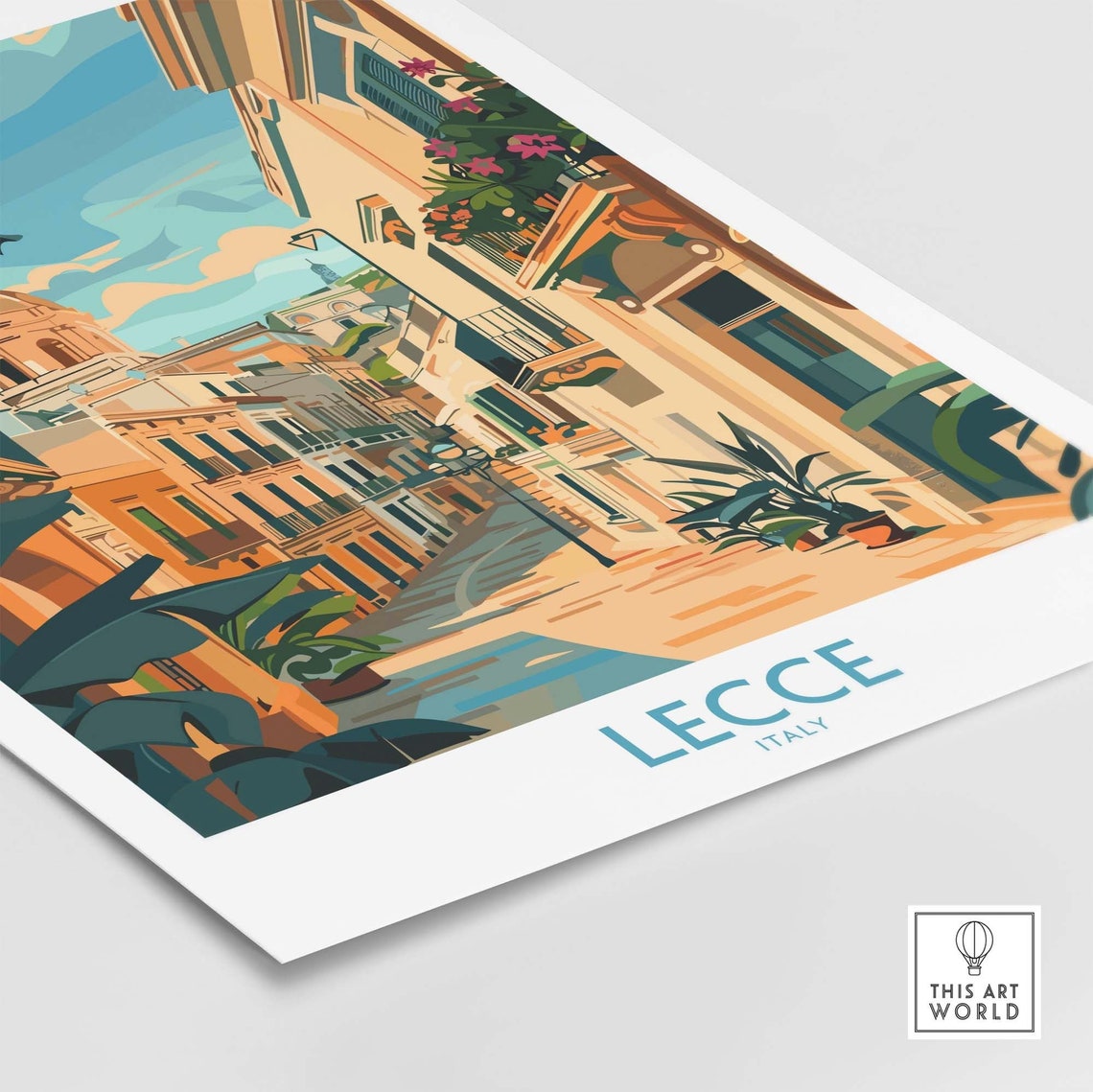 Lecce Puglia Baroque Street Flowers Balconies Old Town Art Poster - Image 4