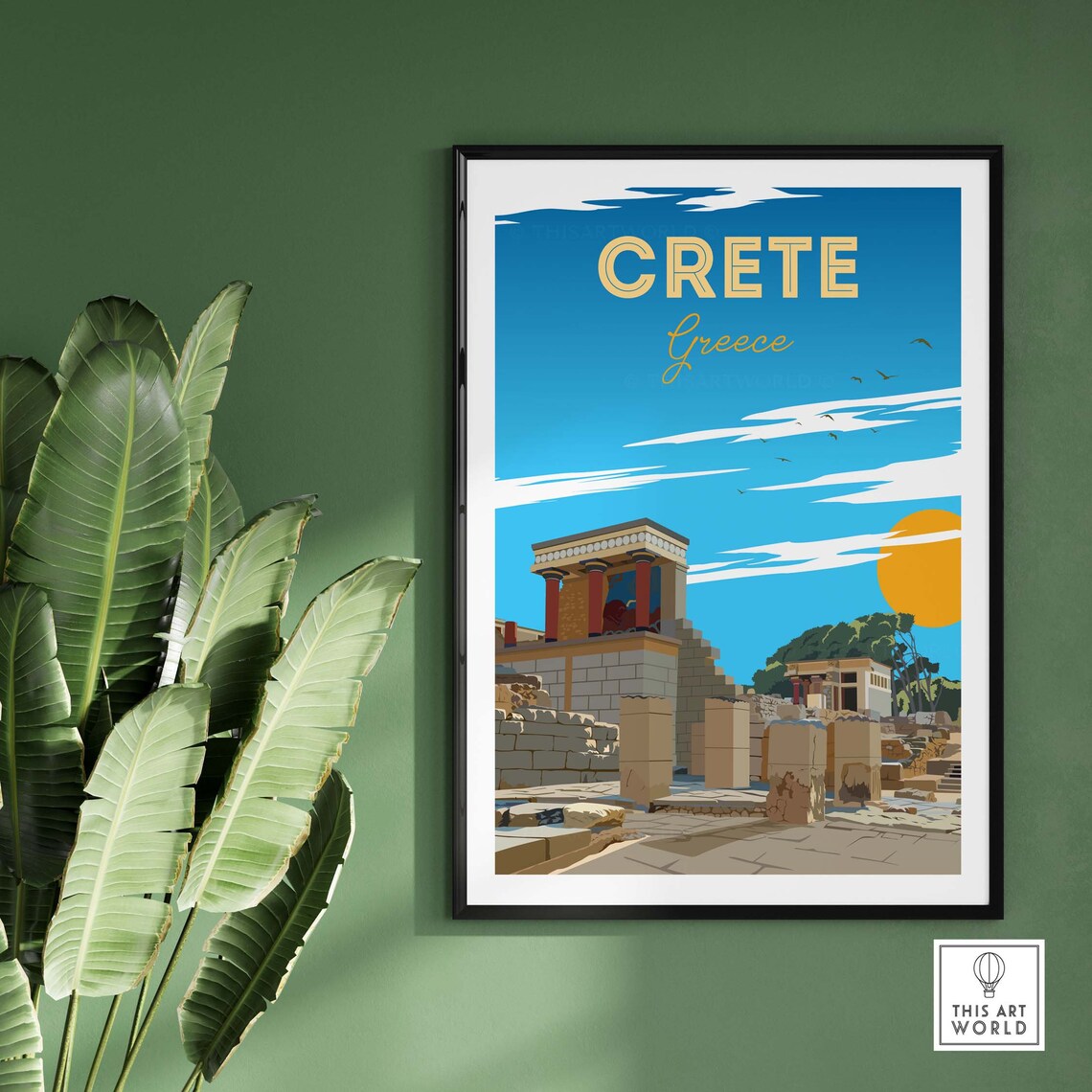 Crete Greece Minoan Knossos Palace Ruins Sunset Travel Poster - Image 3
