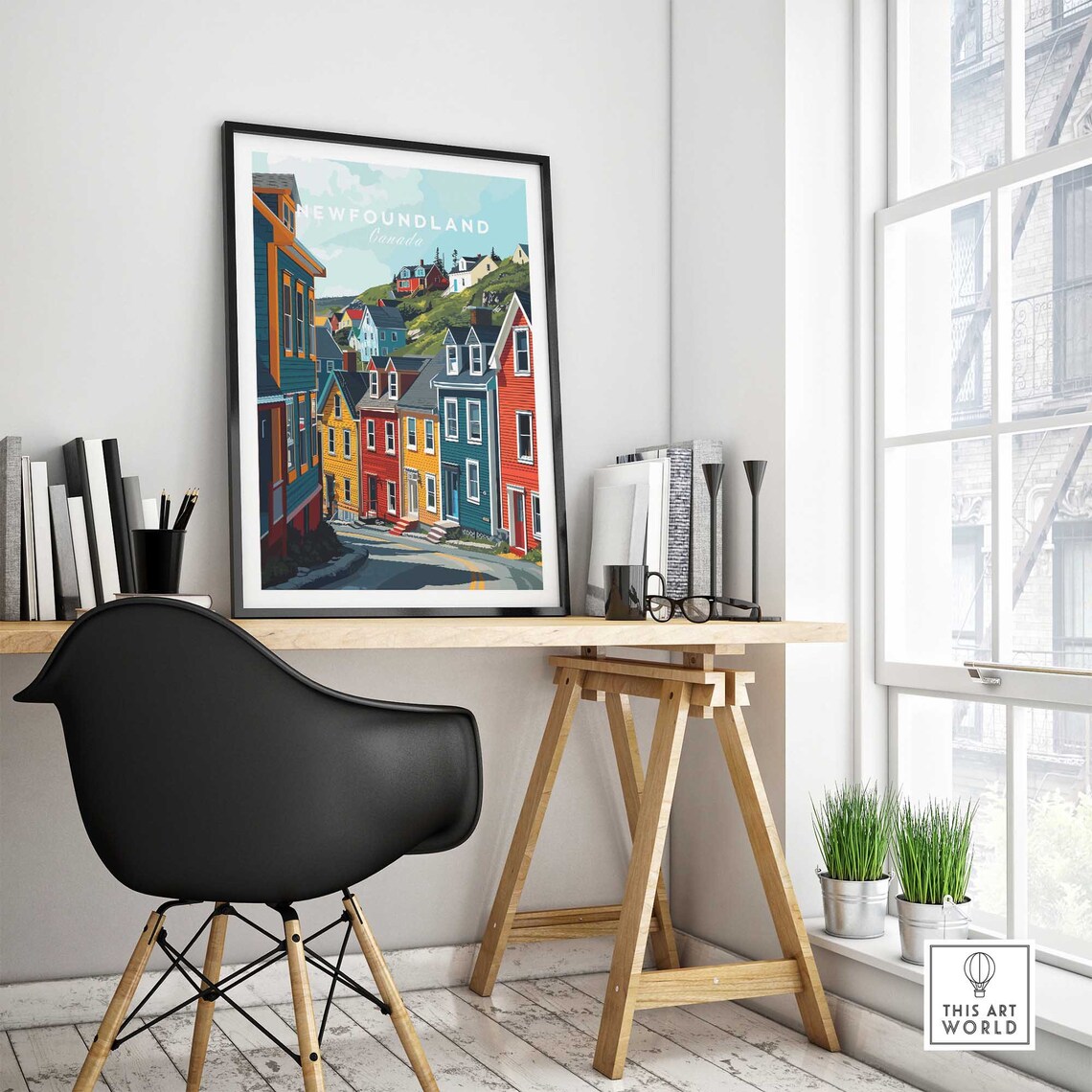Newfoundland Canada Colorful Row Houses Street Art Travel Poster - Image 4