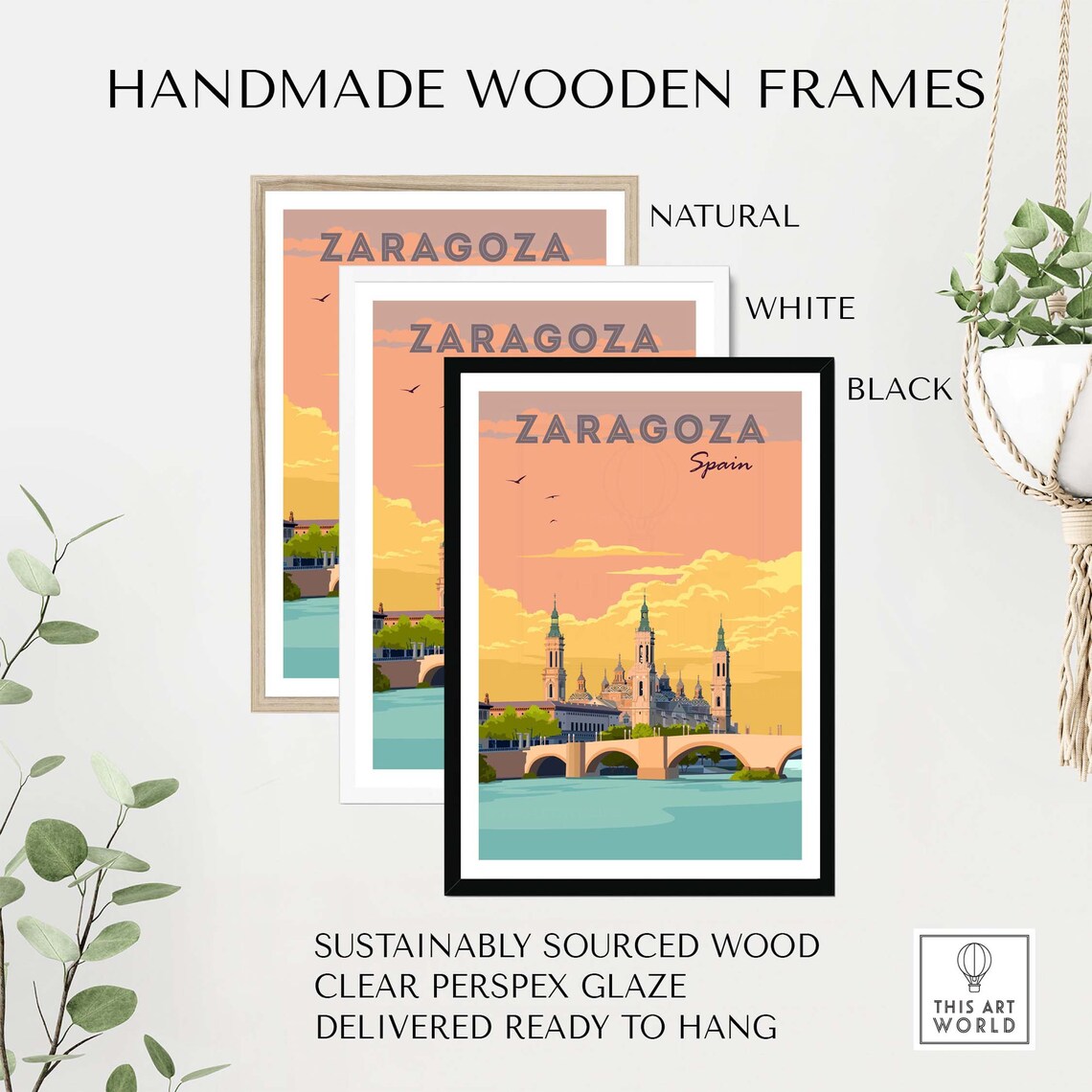 Zaragoza Spain Travel Poster, Spanish Wall Art - Image 2