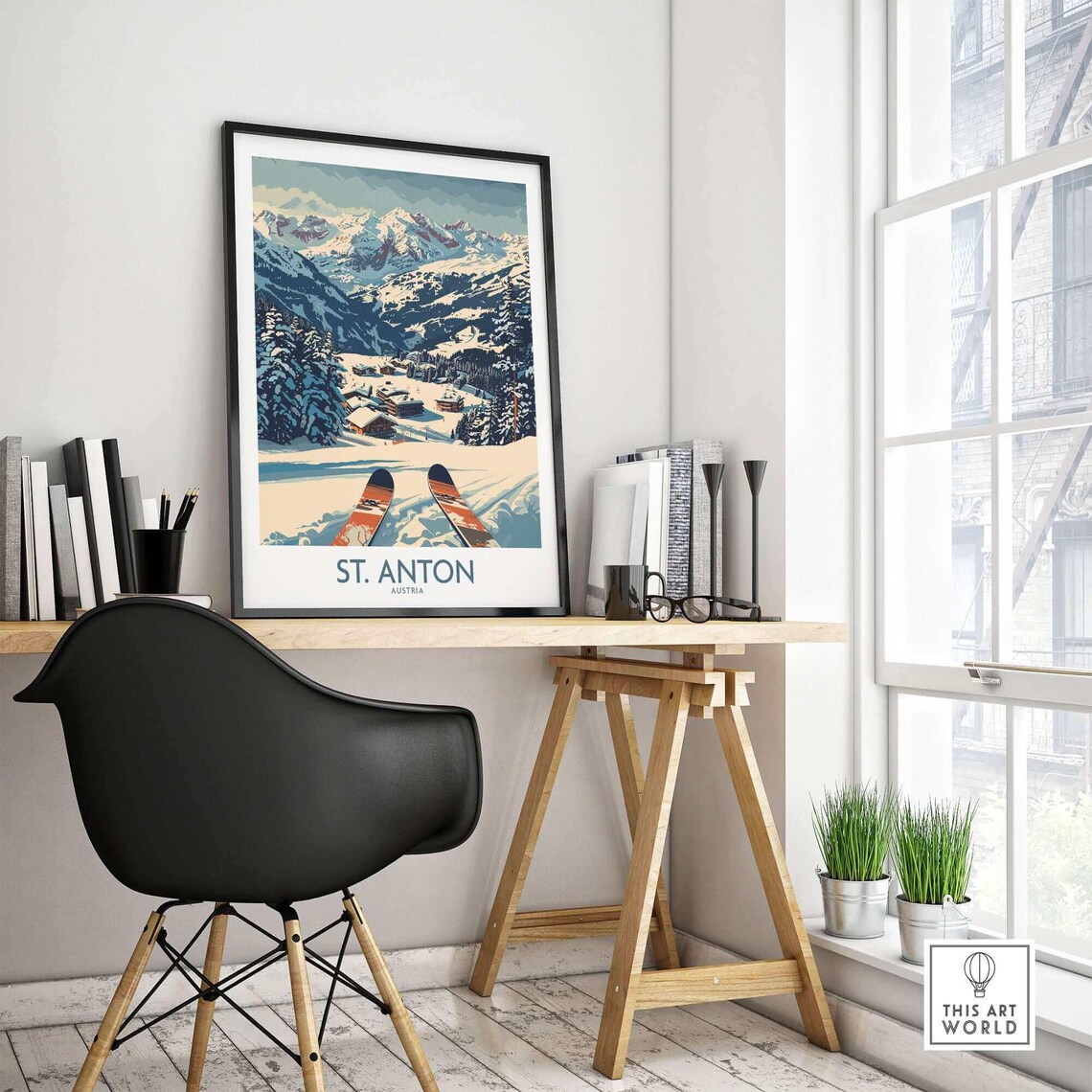 St Anton Ski Resort Poster, Winter Sports Art - Image 4