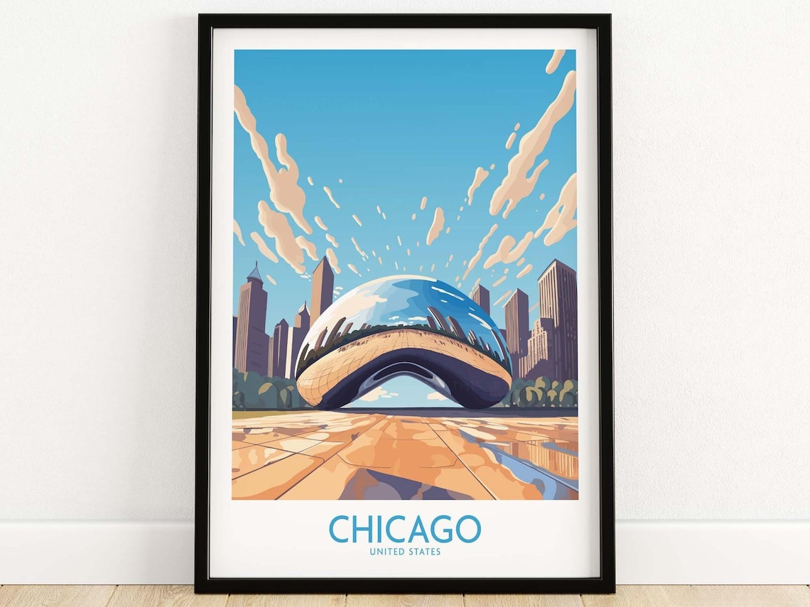Chicago Travel Poster, Home Decor Wall Art